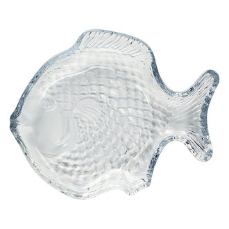 Madam Stoltz Glazen vis serveerschaal  transparant 20x16x3 cm