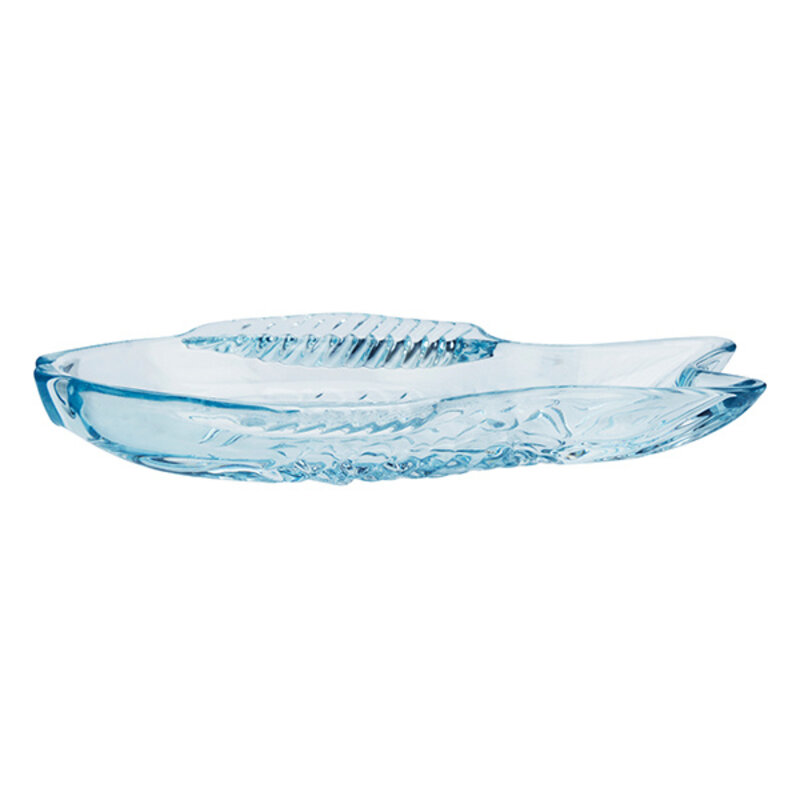 Madam Stoltz-collectie Glazen vis serveerschaal  blauw 20x16x3 cm