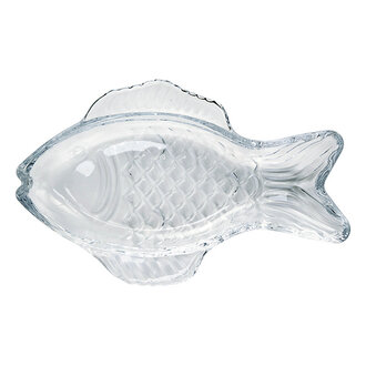 Madam Stoltz Glazen vis serveerschaal  transparant 18x11x2,5 cm