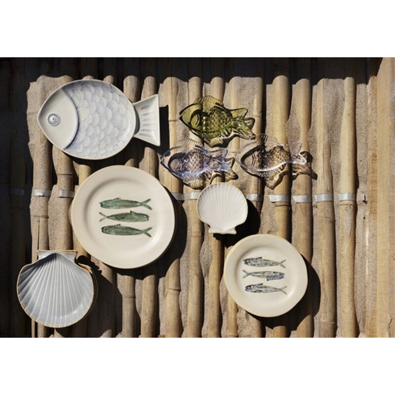 Madam Stoltz-collectie Glazen vis serveerschaal  groen 18x11x2,5 cm