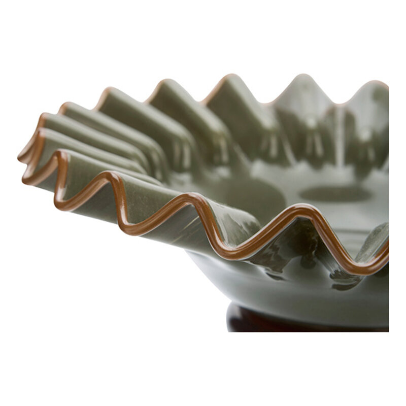 Madam Stoltz-collectie Glazen schaal groen, bruin