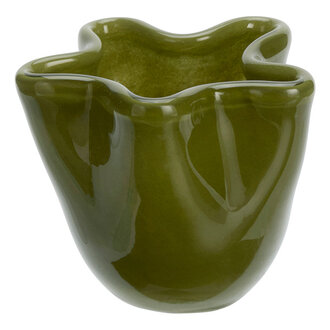 Madam Stoltz Glass vase Olive green