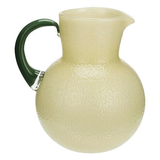 Madam Stoltz Glass jug Light yellow, green