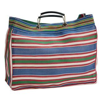 Madam Stoltz Boodschappentas van gerecycled PP Blauw, rood, groen, wit