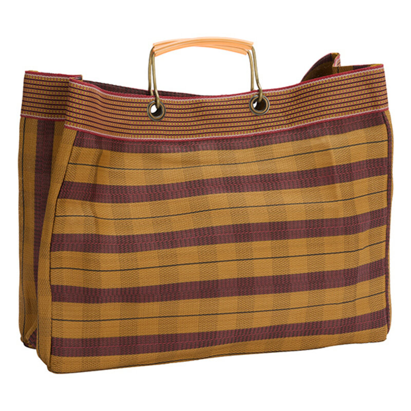 Madam Stoltz-collectie Boodschappentas van gerecycled PP Pompoenkruiden, robijnrood, zwart