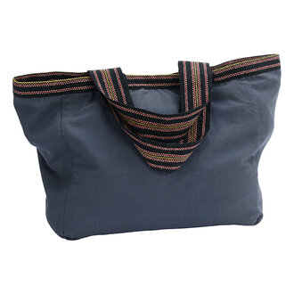 Madam Stoltz Katoenen tote bag Blauw, zand, zwart