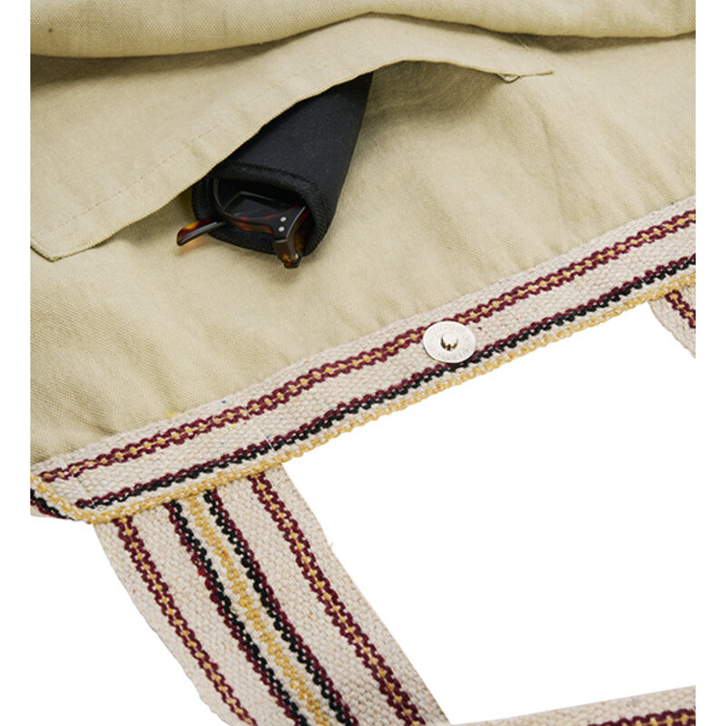 Madam Stoltz-collectie Katoenen tote bag Roestbruin, zand, gebroken wit