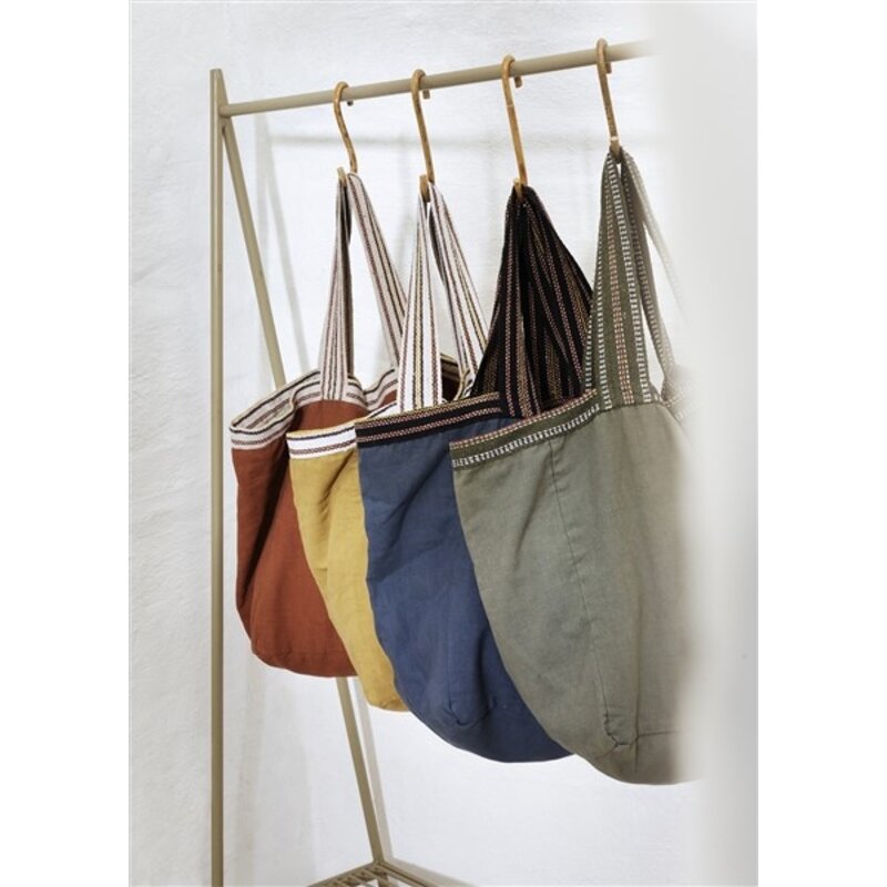 Madam Stoltz-collectie Katoenen tote bag dusty green, zand