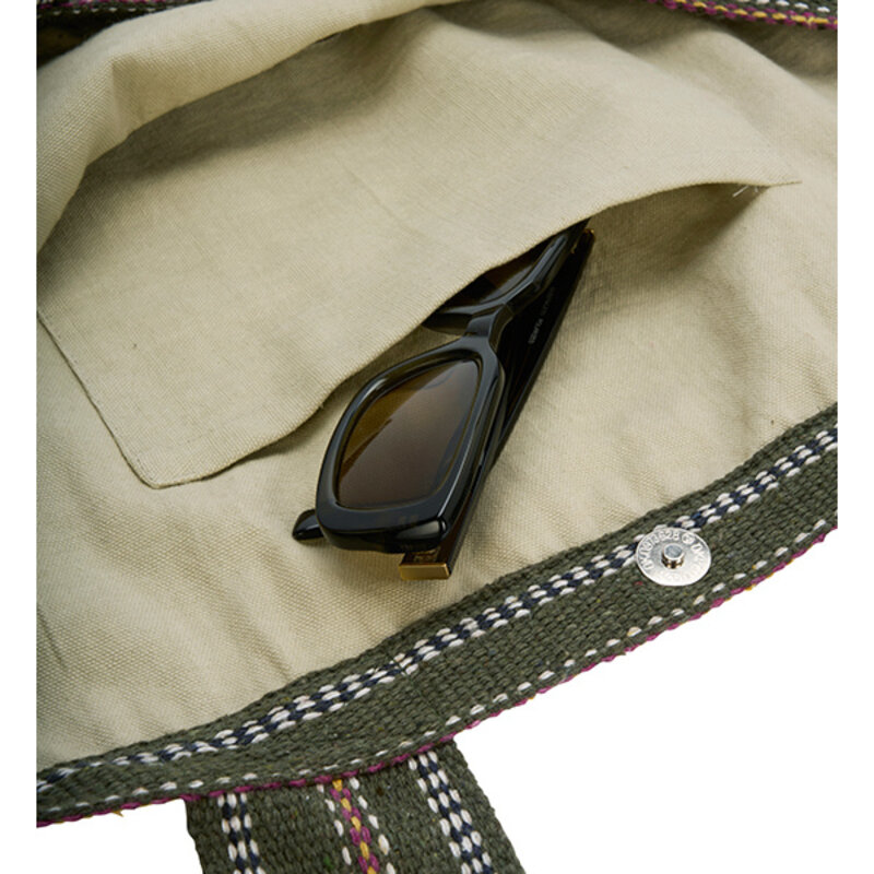 Madam Stoltz-collectie Katoenen tote bag dusty green, zand