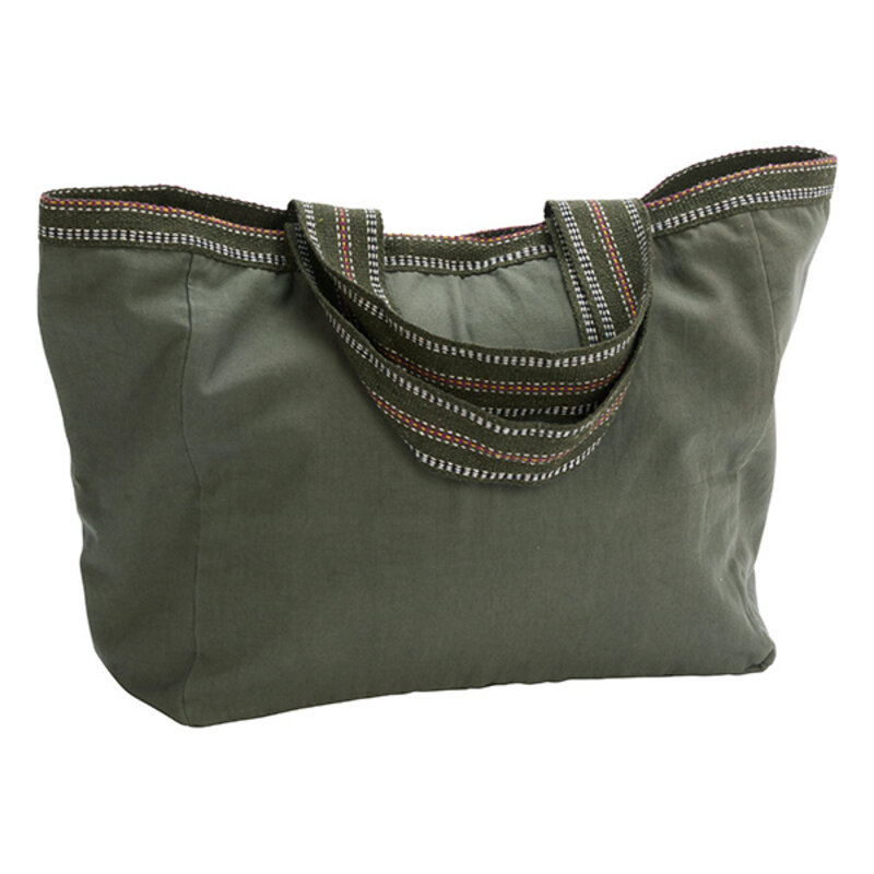 Madam Stoltz-collectie Cotton tote bag Dusty green, sand