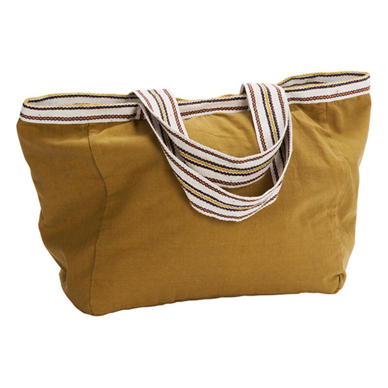 Madam Stoltz-collectie Cotton tote bag Mustard, sand, white