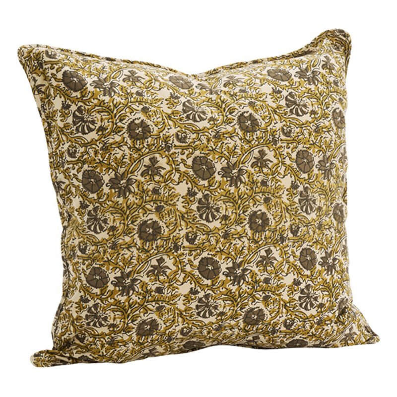 Madam Stoltz-collectie Printed cushion cover Beige, khaki, dusty green