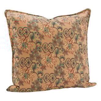 Madam Stoltz Kussenhoes met print Perzik, zeegroen, bruin, zand