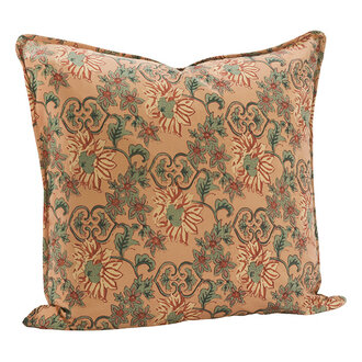 Madam Stoltz Printed cushion cover  Peach, sea green, brown, sand