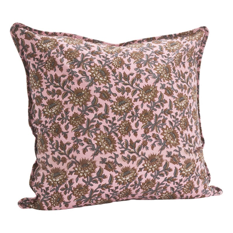 Madam Stoltz-collectie Printed cushion cover Pink, nougat, grey