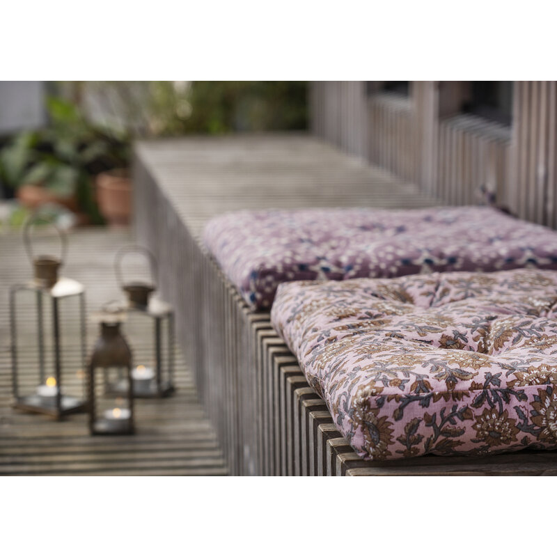 Madam Stoltz-collectie Stoel matraskussen met print Roze, nougat, grijs