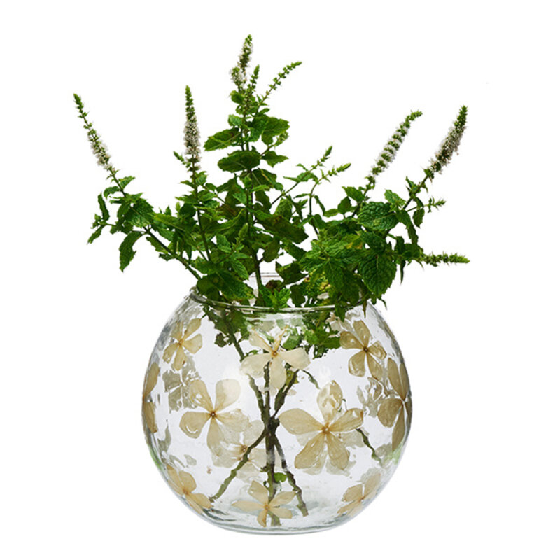 Madam Stoltz-collectie Glass vase w/ flowers Clear, natural white