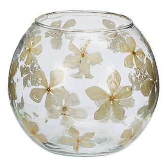 Madam Stoltz Glass vase w/ flowers Clear, natural white