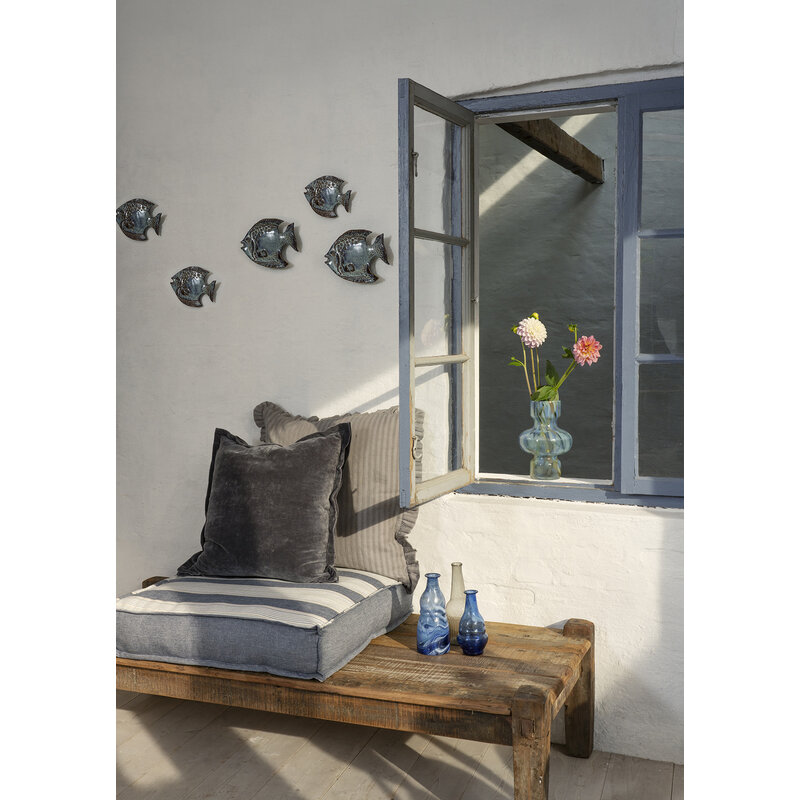 Madam Stoltz-collectie Glazen vaas met stippen Blauw, aqua, taupe, helder