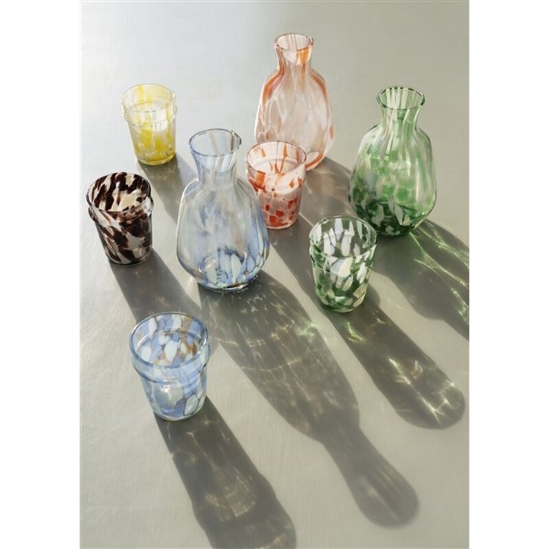 Madam Stoltz-collectie Coloured drinking glass Yellow, white, clear