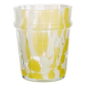 Madam Stoltz Gekleurd drinkglas Geel, wit, helder
