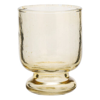 Madam Stoltz Drinkglas van gehammerd glas  Lichtgeel