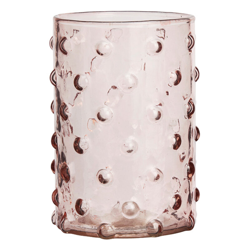 Madam Stoltz-collectie Dotted drinking glass Light peach
