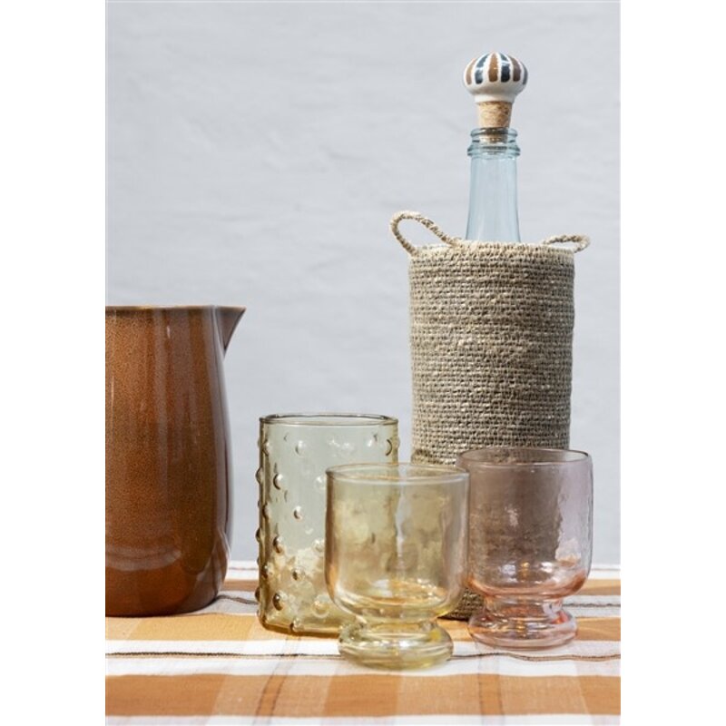 Madam Stoltz-collectie Dotted drinking glass Light yellow