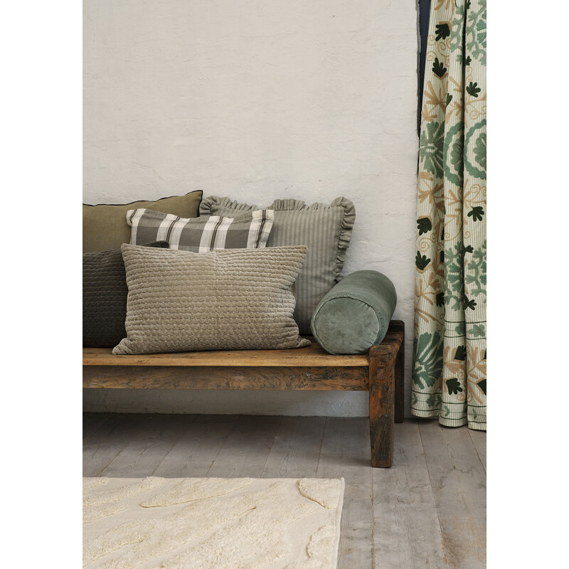 Madam Stoltz-collectie Katoenen matraskussen dusty green, zand  50x50 cm