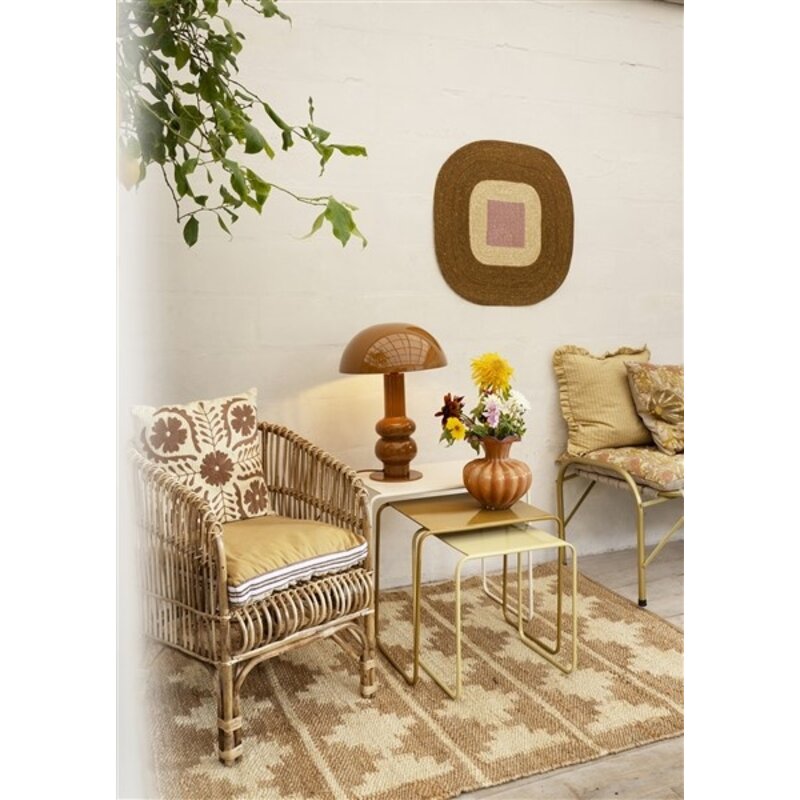 Madam Stoltz-collectie Cotton seating mat Mustard, sand, off white