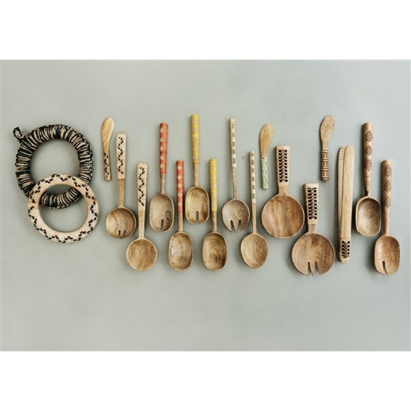 Madam Stoltz-collectie Houten saladeset met bamboe Naturel, groen