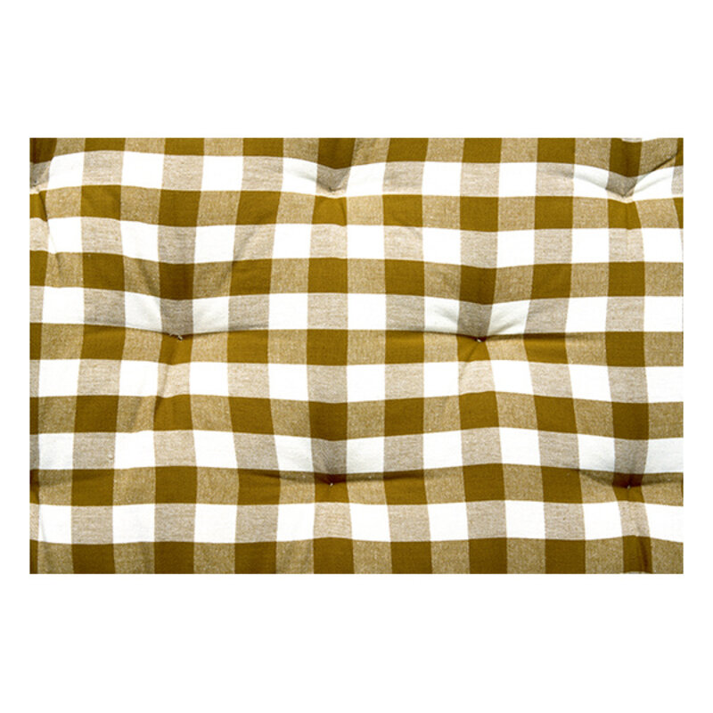 Madam Stoltz-collectie Geruit katoenen matras Mosterd, wit