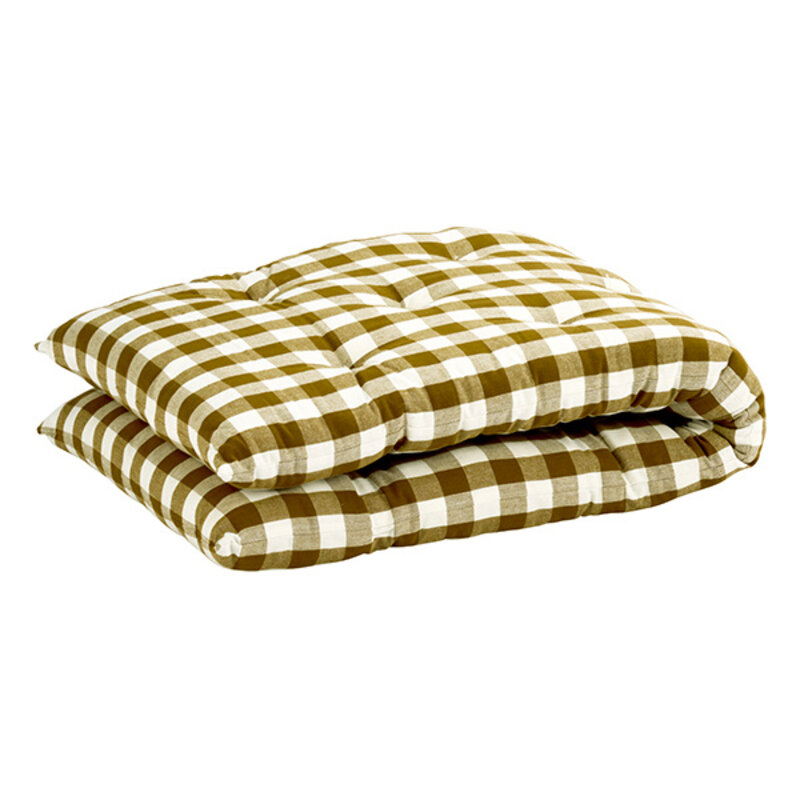 Madam Stoltz-collectie Checked cotton mattress Mustard, white