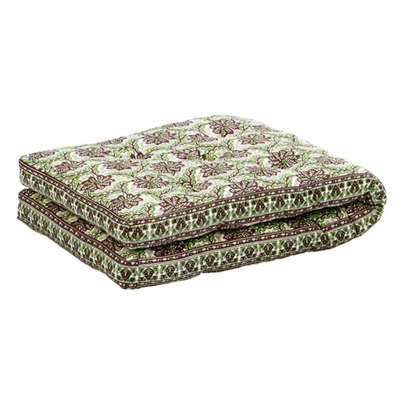 Madam Stoltz-collectie Printed cotton mattress Off white, brown, green
