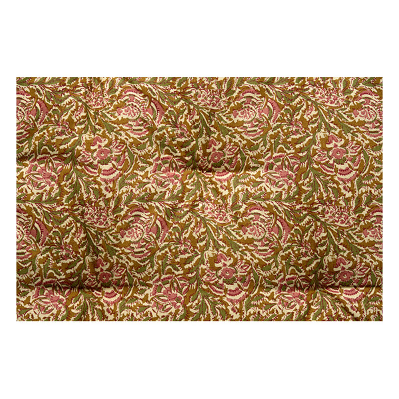 Madam Stoltz-collectie Printed cotton mattress Honey, rose, green, off white