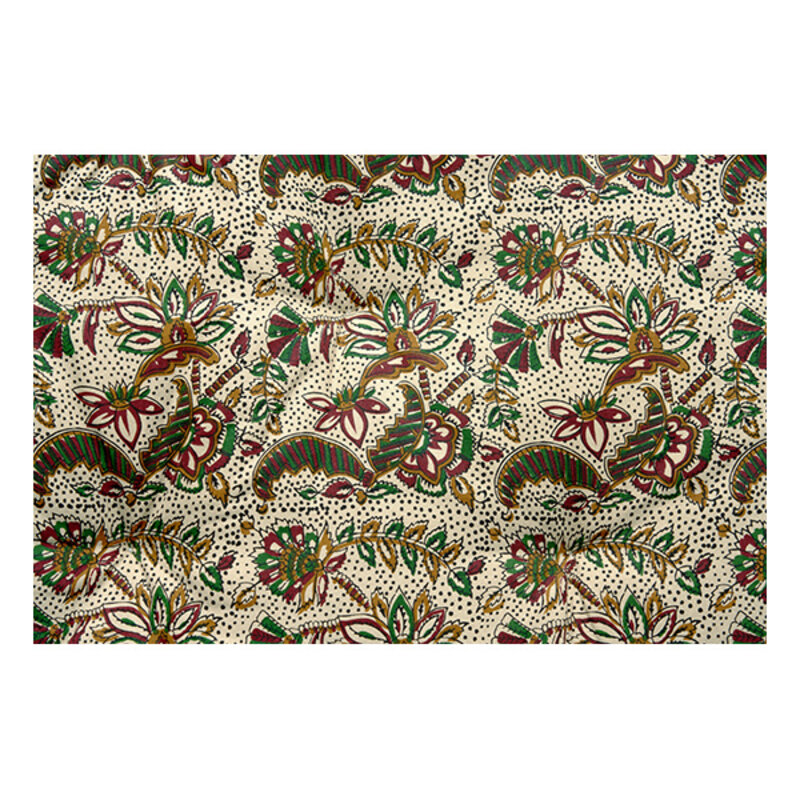 Madam Stoltz-collectie Bedrukt katoenen matras Gebroken wit, groen, kastanje, mosterd