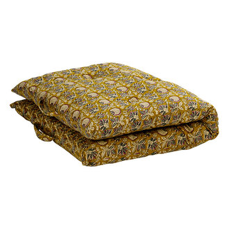 Madam Stoltz Printed cotton mattress Curry, sand, grey, maroon