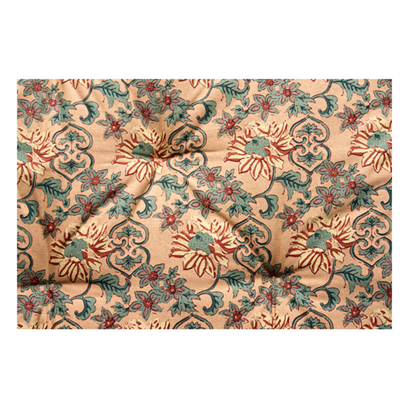 Madam Stoltz-collectie Printed cotton mattress Peach, sea green, brown, sand