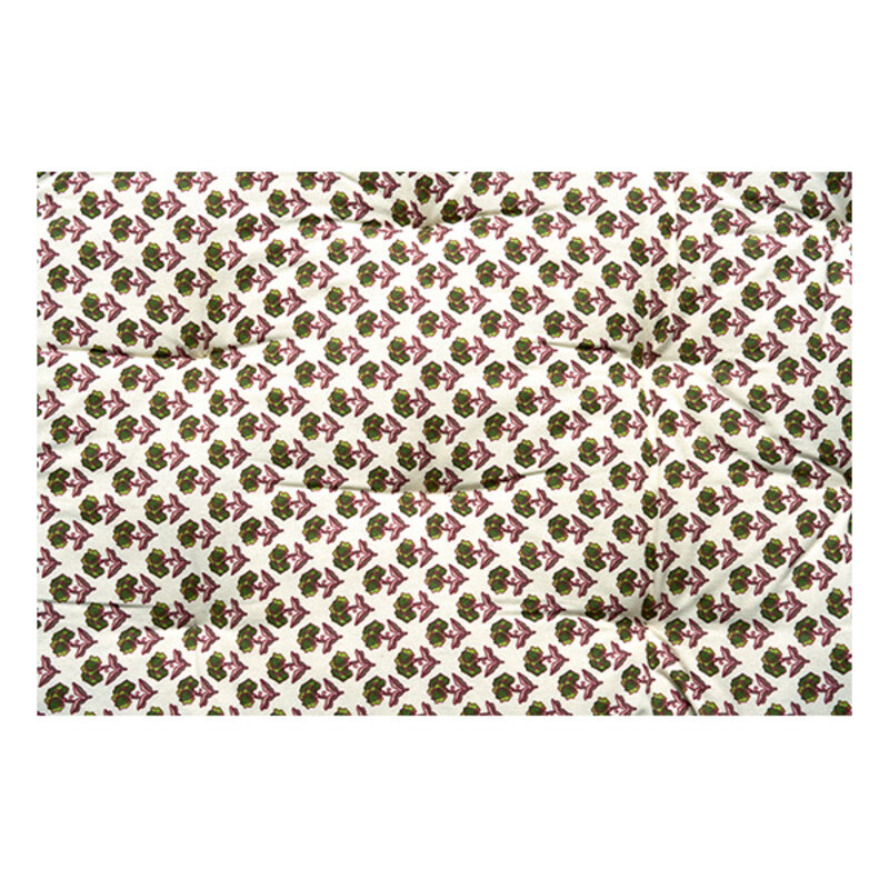 Madam Stoltz-collectie Bedrukt katoenen matras Gebroken wit, groen, bordeauxrood