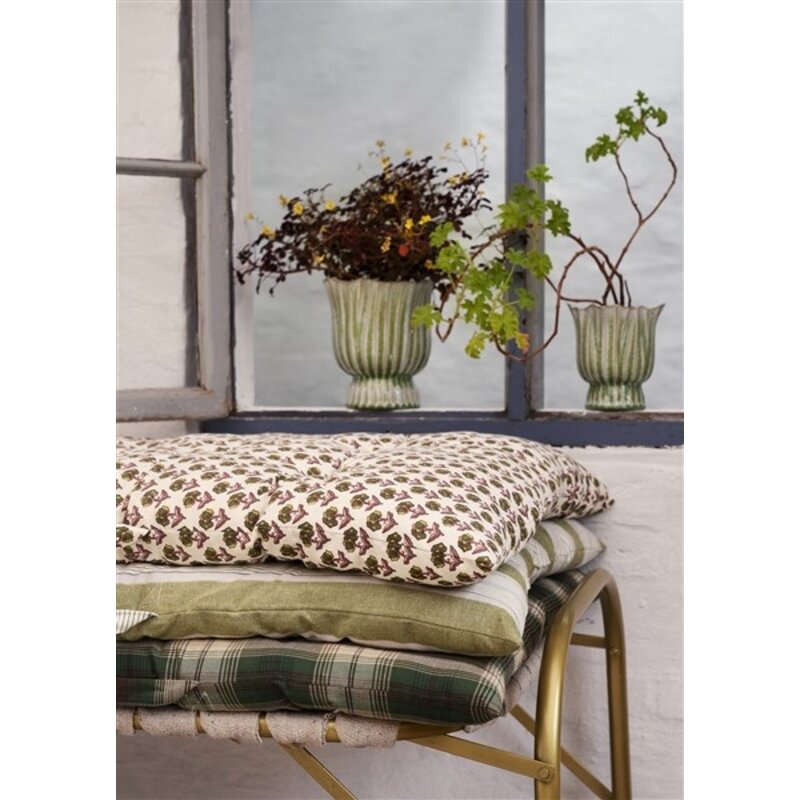 Madam Stoltz-collectie Gestreept katoenen matras Groen, wit, lichtblauw, grijs