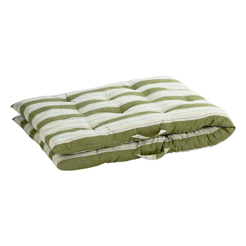 Madam Stoltz-collectie Gestreept katoenen matras Groen, wit, lichtblauw, grijs