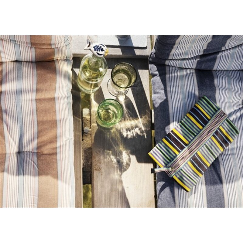 Madam Stoltz-collectie Gestreept katoenen matras Blauw, wit, grijs