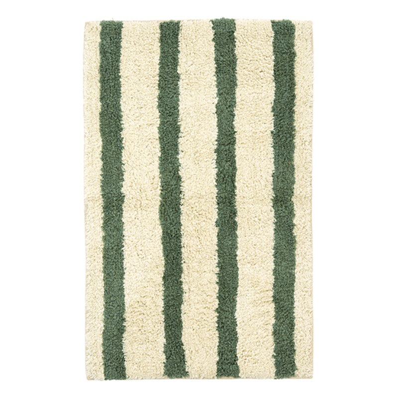 Madam Stoltz-collectie Gestreepte getufte badmat Groen, gebroken wit