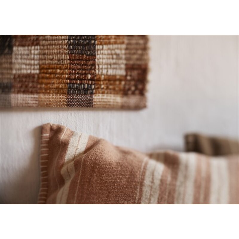 Madam Stoltz-collectie Handgeweven wanddecoratie Roestbruin, oranje, wit, antraciet, naturel