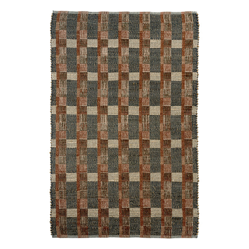 Madam Stoltz-collectie Handwoven jute rug  White, rust, olive green, dark blue, old rose, natural