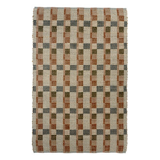 Madam Stoltz Handwoven jute rug  White, rust, olive green, dark blue, old rose, natural