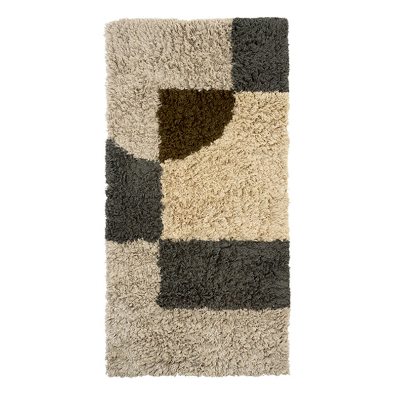 Madam Stoltz-collectie Gewatteerde katoenen loper Lichtbeige, gebroken wit, grijs, groen