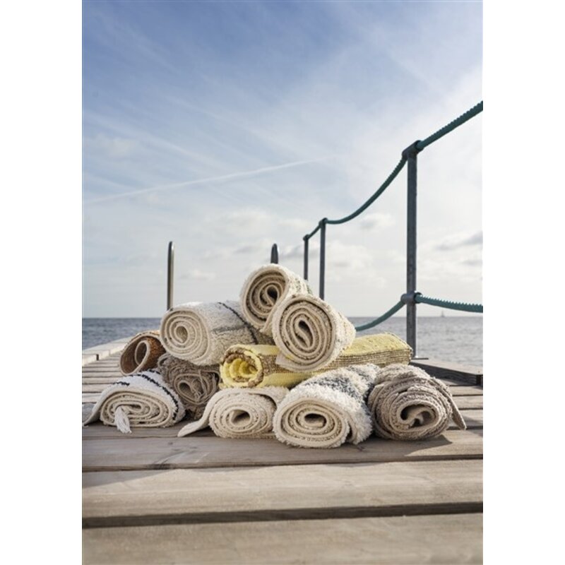 Madam Stoltz-collectie Geruite getufte badmat Gebroken wit, geel, bruin, lichtgrijs