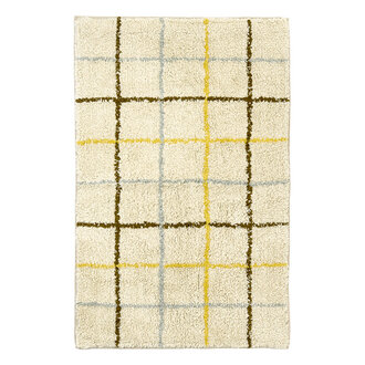Madam Stoltz Geruite getufte badmat Gebroken wit, geel, bruin, lichtgrijs