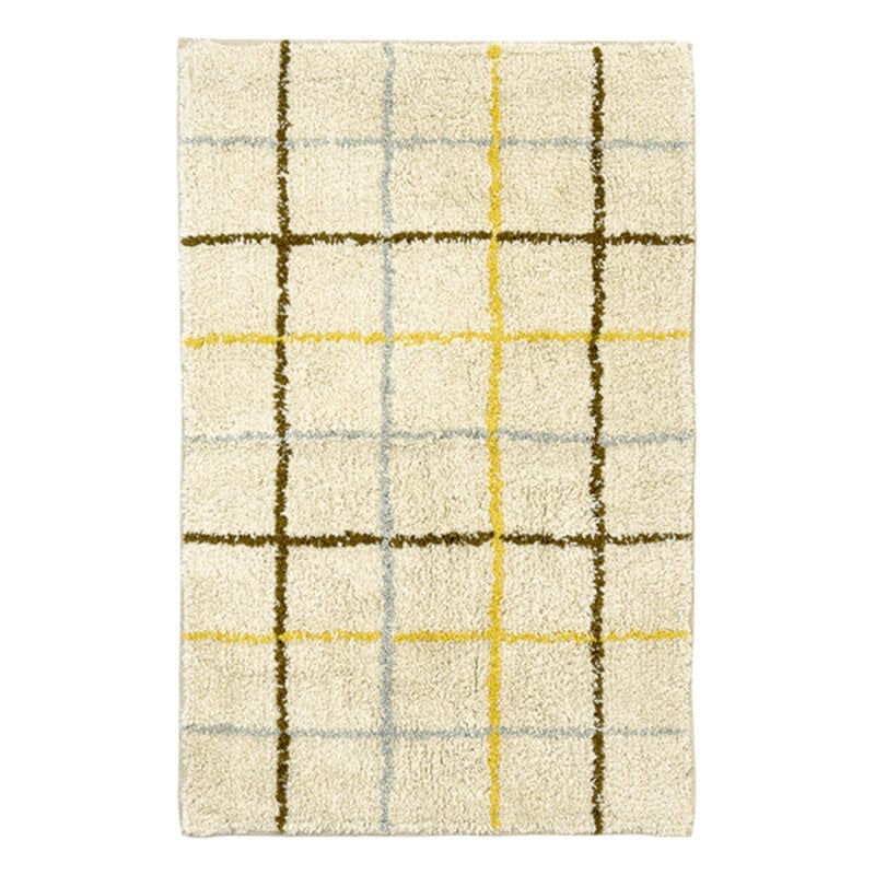 Madam Stoltz-collectie Geruite getufte badmat Gebroken wit, geel, bruin, lichtgrijs